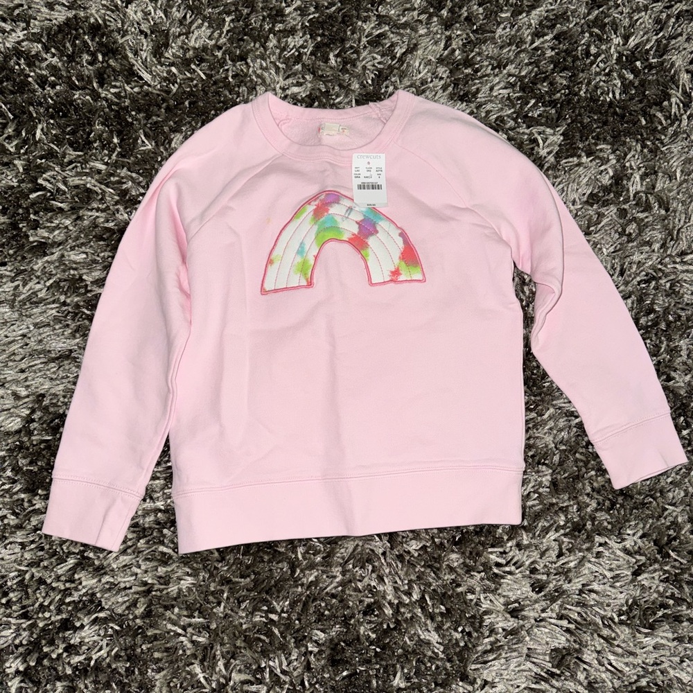 Crewcuts Light Pink Kids Sweatshirt with Rainbow